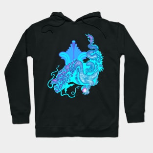 Blue glowing chinese dragon Hoodie